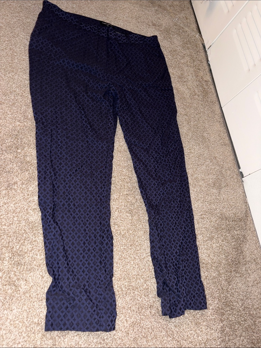 Mario Serrani Navy Geometric Straight Leg Pants